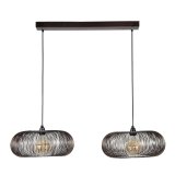 Hanglamp 2x Ø43 disk wire copper twist / Zwart nikkel