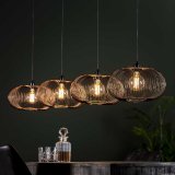 Hanglamp 4x Ø35 disk wire copper twist / Zwart nikkel
