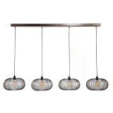 Hanglamp 4x Ø35 disk wire copper twist / Zwart nikkel