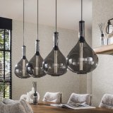 Hanglamp 4L drop smoke glass / Artic zwart