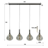Hanglamp 4L drop smoke glass / Artic zwart