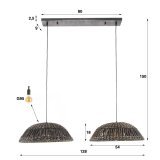 Hanglamp 2x dome waterhyacint / Zwart nikkel