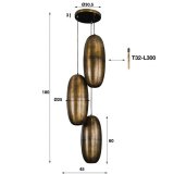 Hanglamp 3L cosmic getrapt / Brons antiek