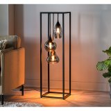 Vloerlamp Lungo frame smoke glas 3-lichts