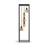 Vloerlamp Lungo frame, amber glas5-lichts 
