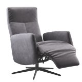 Relaxfauteuil Perfini donkergrijs met verstelbare rug en voetensteun 