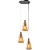 Hanglamp Felinio amber glas 3 lichts