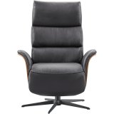 Relaxfauteuil Liri electrisch verstelbare rug en voetensteun (draaibaar) leder soleda 441 black