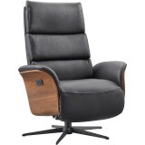 Relaxfauteuil Liri electrisch verstelbare rug en voetensteun (draaibaar) leder soleda 441 black
