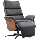 Relaxfauteuil Liri electrisch verstelbare rug en voetensteun (draaibaar) leder soleda 441 black