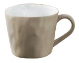 Theekop zand/wit aardewerk, 10x8,5 cm