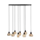 Hanglamp Lungo amber glas 8 lichts