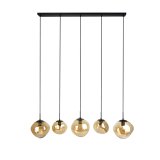 Hanglamp Macato amber glas 5 lichts