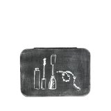 Opbergblik Make-up zwart metaal, 21x15x9 cm