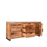 Dressoir Glasgow rough mangohout, 190x45x85 cm