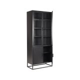 Vitrinekast Level zwart metaal, 80x40x190 cm