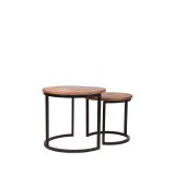 Salontafel Set Duo rough mangohout, 50 cm