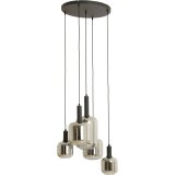 Hanglamp Peglio 5 lichts in glas smoke en zwart