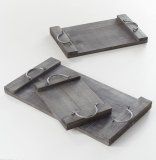 Dienblad Abrega grijs hout, 35x24x4 cm