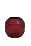 Theelichthouder Luzente donkerrood glas, 9x9 cm