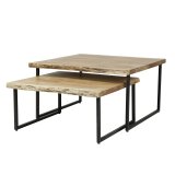 Salontafel set/2 edge / Massief acacia naturel