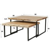 Salontafel set/2 edge / Massief acacia naturel