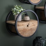 Wandschap circular Ø40 met lade / Robuust hardhout