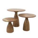 Salontafel set/3 massieve voet kegel / Massief acacia naturel