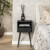 Nachtkastje 1L marina / Massief mango zwart