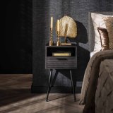 Nachtkastje 1L marina / Massief mango zwart