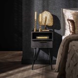 Nachtkastje 1L marina / Massief mango zwart