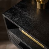 Nachtkastje 1L marina / Massief mango zwart