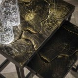 Bijzettafelset 2/ rechthoekig black and gold / Massief gerecycled teakhout black gold