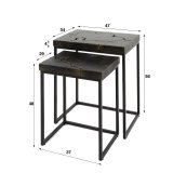 Bijzettafelset 2/ rechthoekig black and gold / Massief gerecycled teakhout black gold