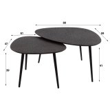 Salontafel set/2 driehoekig metallic / Grijs