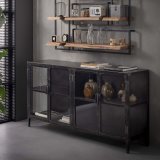 Dressoir Rift metal 4 deuren / Gun metal