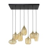 Hanglamp 4+3 V-shape pattern mix / Amberkleurig glas