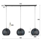 Hanglamp 3x Ø26 armor half rond / Zwart bruin