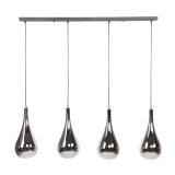 Hanglamp 4L silver drop glass / Chromed glas