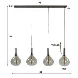 Hanglamp 4L drop smoke glass / Artic zwart
